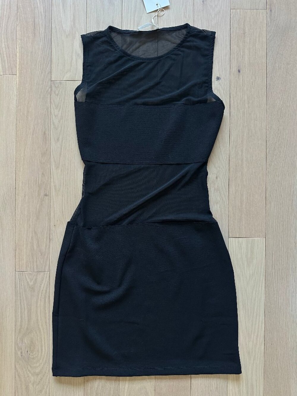 Zara Mesh Panel Sleeveless Bodycon Mini Dress Black M